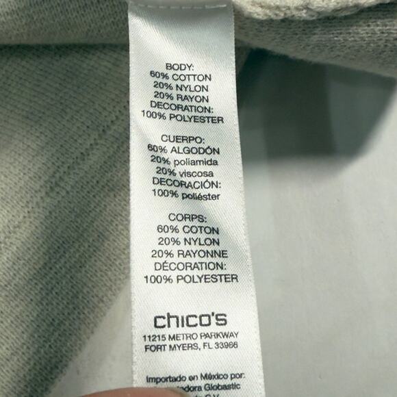 Chicos M Womens Fringe Hem Cardigan Style Top Cardigan Suede Trim Beige - Picture 10 of 12